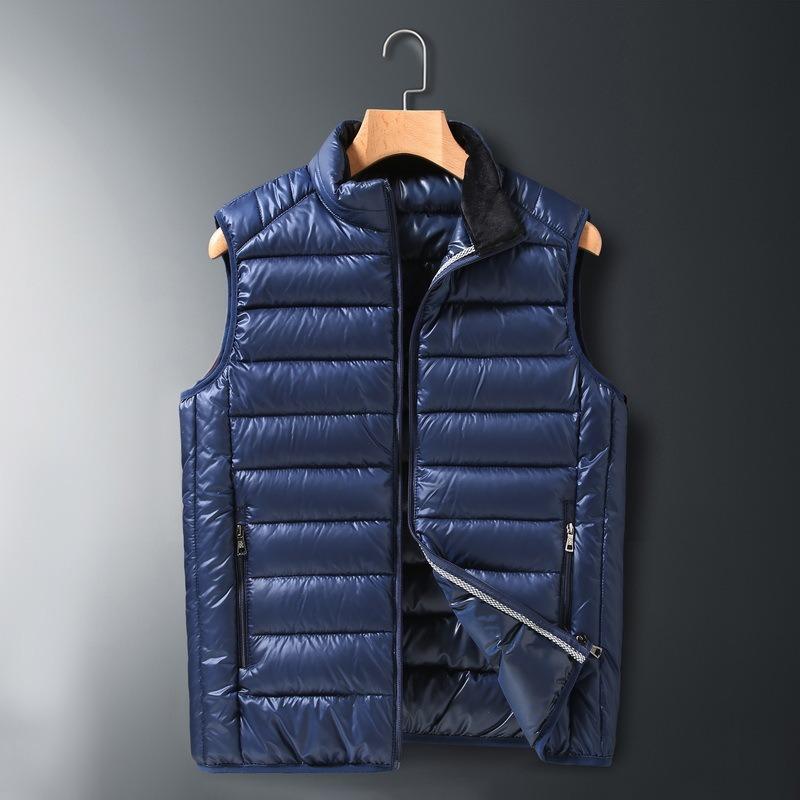 

Vest men s jacket trend thickened autumn and winter down cotton vest vest vest vest youth warm vest men and women L темно-синього кольору