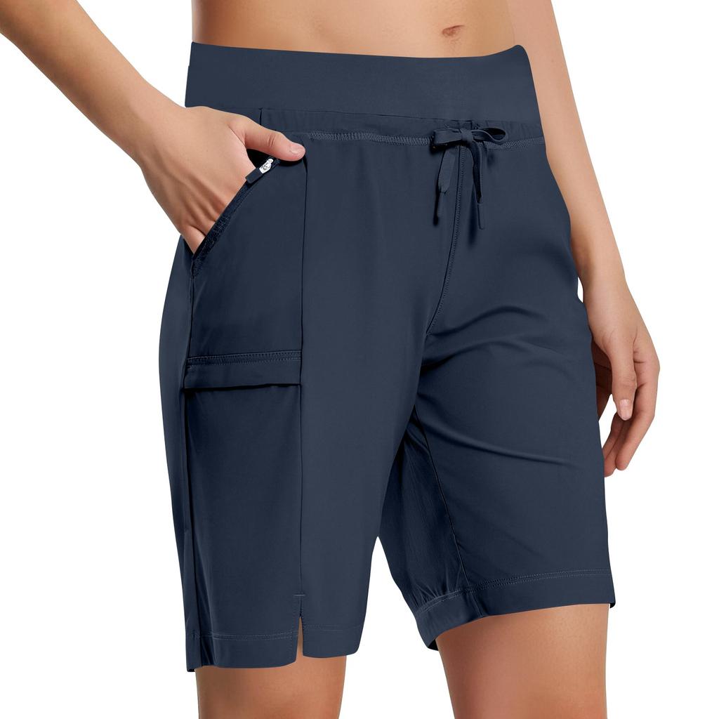 Pantaloni scurți casual de drumeție pentru femei cu buzunare