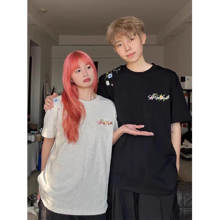 Summer Trendy Men's Short-Sleeved T-shirt Minimalist Round Neck Half-Sleeved Top Couple's T-shirt