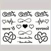 2PCS Men's and Women's Temporary Tattoos, Love and Heartbeat Designs, Waterproof and Lasting Fake Tattoo Stickers Body Art Decals