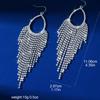 New Korean super flash high-end rhinestone claw chain earrings, atmospheric water drop temperament exaggerated bridal fringed earrings