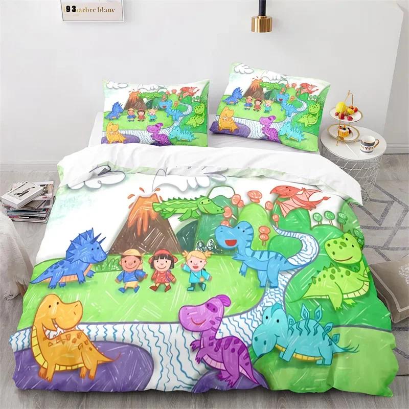 

Carton Dinosaur Soft Duvet Cover Microfiber Children Kids Lovely Animal Beding Set Jurasic Series Twin Warm Comforter Cover For Young Girls Young Boys 100*200cm Single