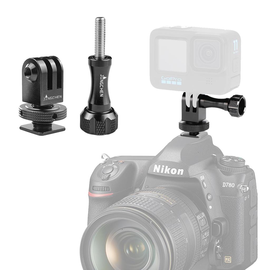 JINGCHEN Aluminum Cold Shoe Adapter Hot Shoe Mount Adapter Action Camera with Screw Hole Tripod Mount Compatible with Gopro Series DJI Osmo Action
