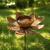 Metal Garden Bird Bath Rustic Feeder with Stake, Iron Stake Water Easy Assembly Outdoor Bowl, Weather-Resistant Drinking Station for Yard Patio Decor