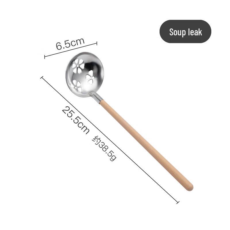

ZISIZ Stainless Steel Hot Pot Spoon and Strainer Set with Wooden Handles