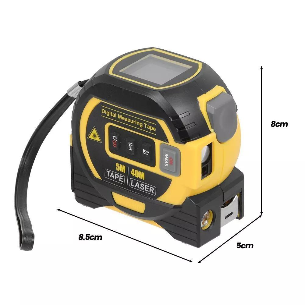 

1 шт. Высокоточная 3-в-1 5 м цифровая лазерная рулетка, измеритель расстояния для строительных измерений, высокоэластичная измерительная лента жёлтый