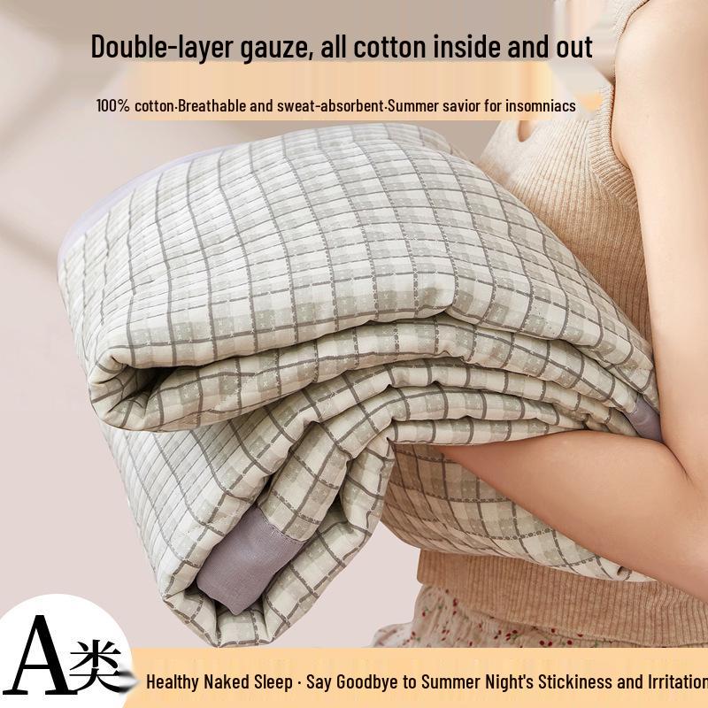 Summer Cool 100% Cotton Double Layer Gauze Quilt Set