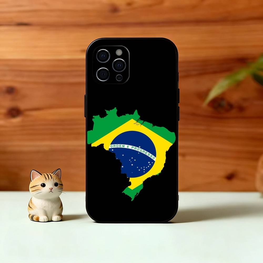 B-Brazil B-Brazilian Flag Phone Case For iPhone 17, 16,15,14,13,12,11 Plus,Pro Max, Others Soft Black Cover