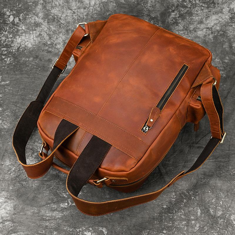 Dropshipping New Fashion Leather Backpack For Men Male Crazy Horse Leather Laptop Bagpack Travelling Men's Computer Bag Retro