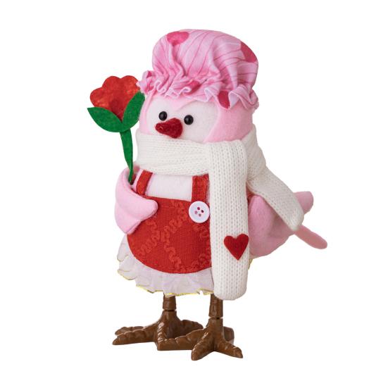 Valentine's Day Bird Figurines Lighted Couple Birds Statue Tabletop Standing Fabric Birds Ornament for Tiered Tray Table Shelf Mantel Fireplace Decor