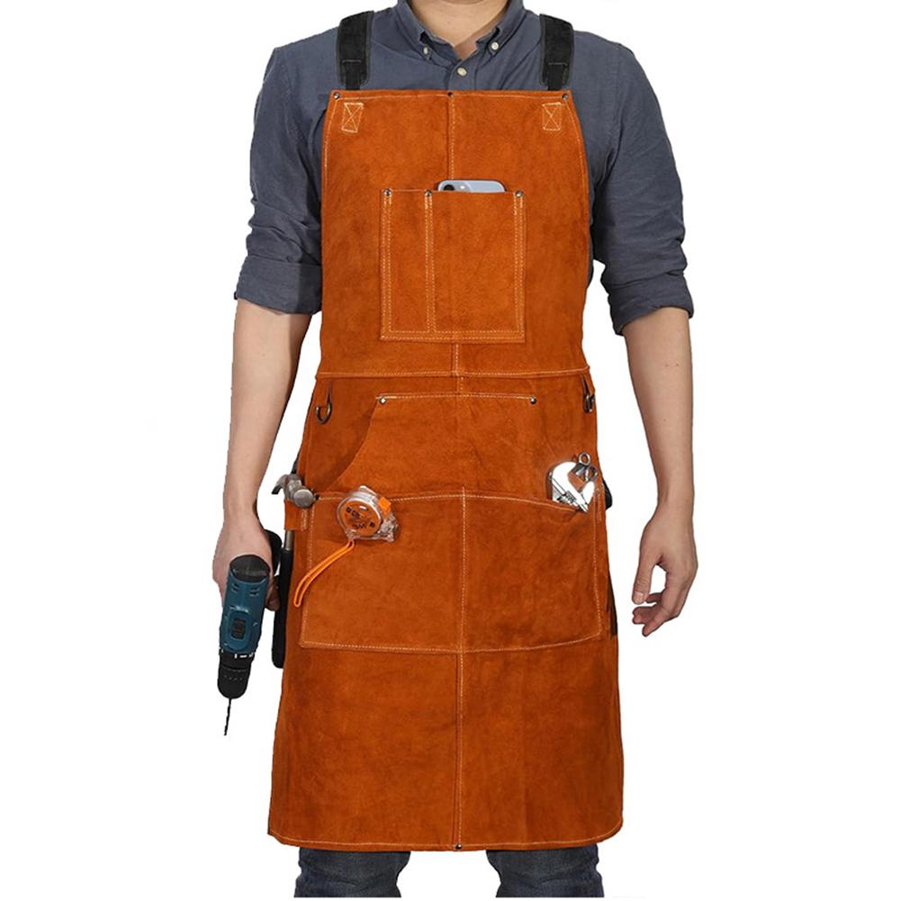 Full Split Cowhide Welding Apron Fire Resistant and Flexible Design Essential Safety Gear for Welders and Blacksmiths