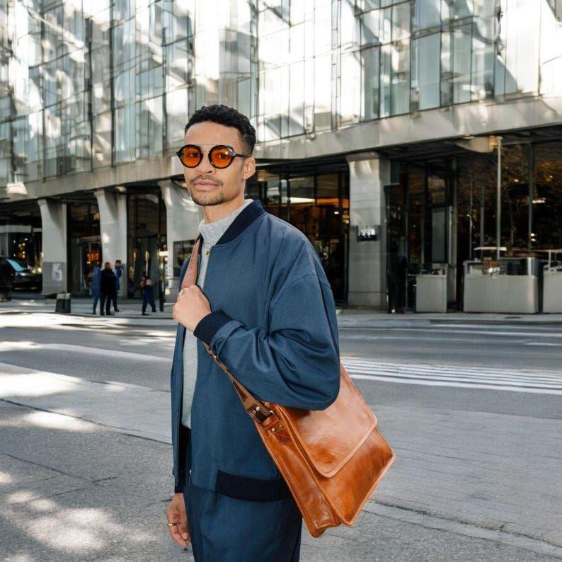 Top Grain Leather Travel Laptop Bag - Briefcase Satchel Portfolio Notebook Tablet Messenger Bag for Men & Women Gift for Him