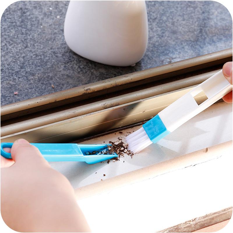 Window Slot Brush with Dustpan Gap Brush Groove Brush Air Conditioning Groove Cleaning Brush Kitchen Cleaning Tool Brush