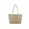 COACH Zip Top Tote 30 Monogram Canvas with Leather Tote Bag Tote Bag Handbag Shoulder Bag Large Women's White with Brown Monogram
