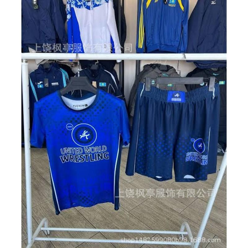 Mens Sporty MMA Training Set Short Sleeve T-Shirt Shorts Mesh Athletic Wear Lightweight Gym Workout Outfit