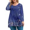 Women's Plus Size Top, Garden Collar Long Sleeved Shirt, Fashionable Floral Print Casual Top