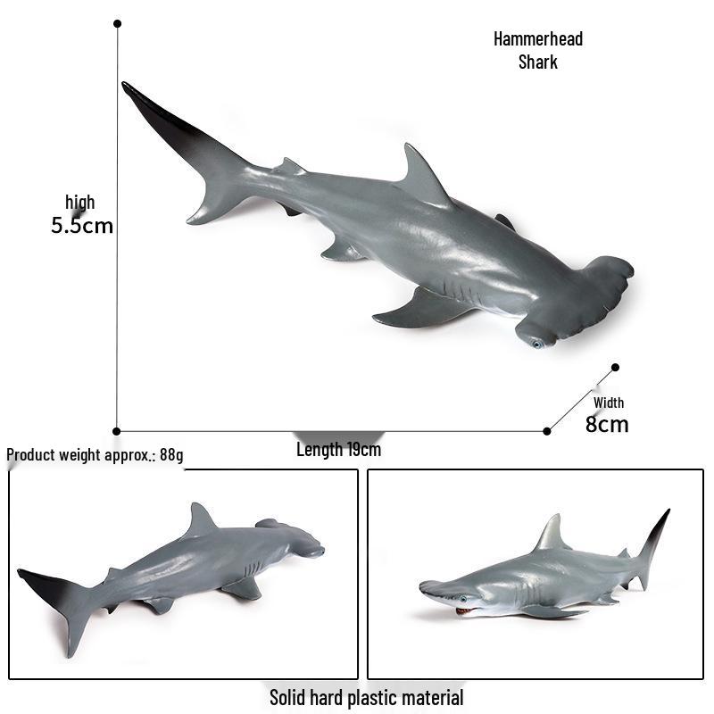 Marine Animal Simulation Model Figures: Shark, Dolphin, Hammerhead, Crab, Squid, Starfish for Kids' Education