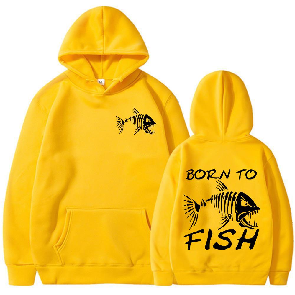 Born To Fish Funny Fashion Fisherman Hoodies Humor Fishing Lover Long Sleeves Sweatshirts Men's Clothing Loose Pullovers
