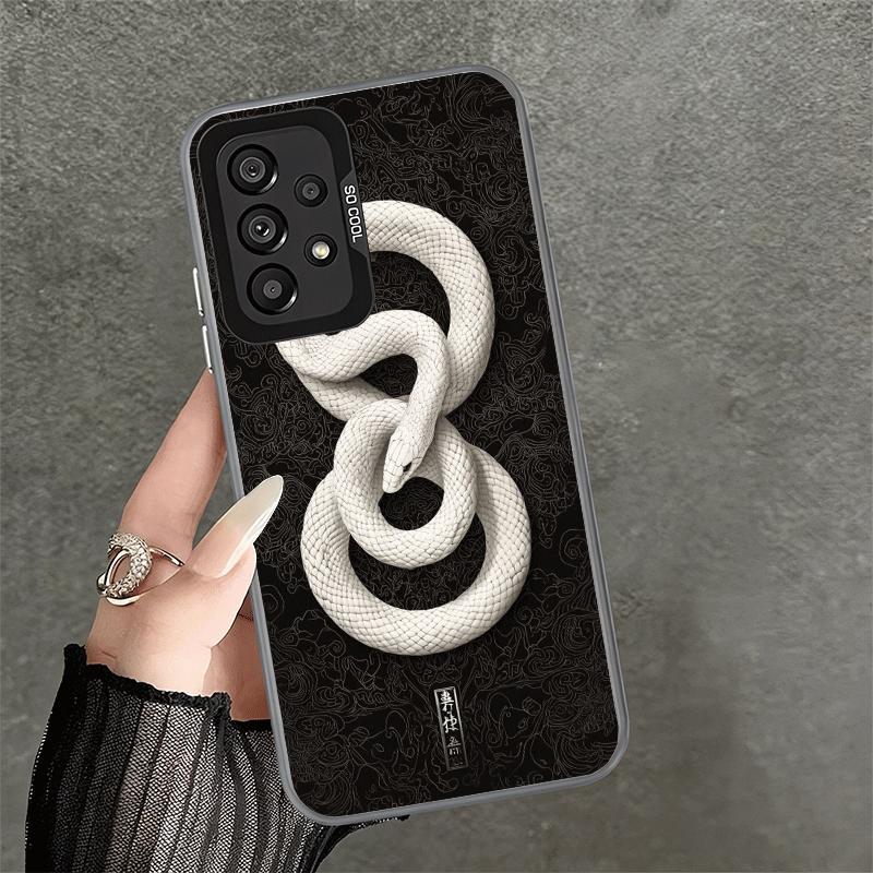 Black Snake Doodle Shockproof Phone Case for Samsung A17 A16 A15 A14 A37 A57 A36 A56 A26 A35 A55 A25 A34 A54 A24 A13 A23 A33 A53