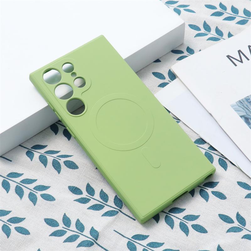 The Samsung S23Ultra Phone Case Is Suitable for The 22plus All-inclusive Shockproof S23u Simple Female Silicone Magnetic Protective Case