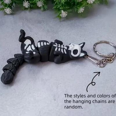 1 kus 3D tištěná hračka kostra kočky klíčenka personalizovaná klíčenka závěsná dekorace na batoh přívěsek do auta vánoční halloweenské dárky