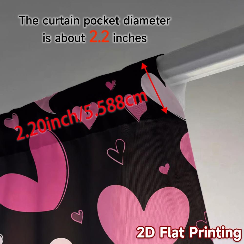 2D Flat Printing  JIT 2pcs   Curtains (Without Rod) Heartburst Drapes Fashionable Modern Curtains Versatile Fabric Curtains All