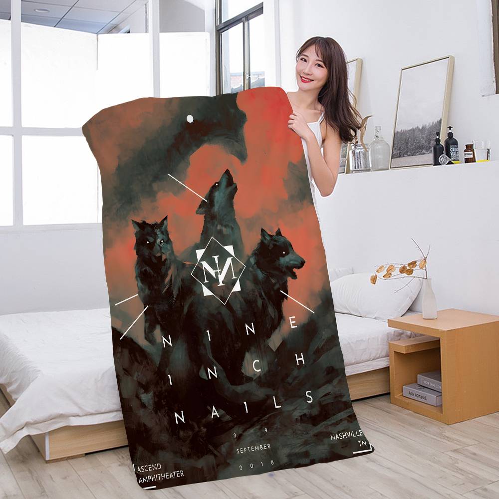 

Band N-Nine I-Inch Nails Beach Towel Colorful Bath Towels For Girl Microfiber Quick Dry Sand Free Beach Yoga Spa Gym Pool W30*H60(CM)