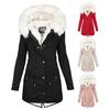 Removal Faux Fur Collar Long Sleeve Waist Drawstring Zipper Buttons Closure Back