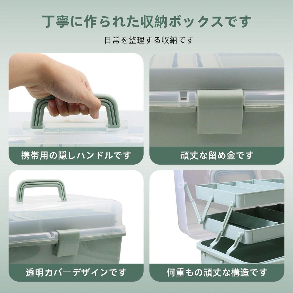 KKLM Large Capacity 3-Tier Tool Box, Multifunctional Storage Box, Semi-Transparent, Large Capacity, 3-Tier Structure, Foldable Tool Box, Semi-Transpar