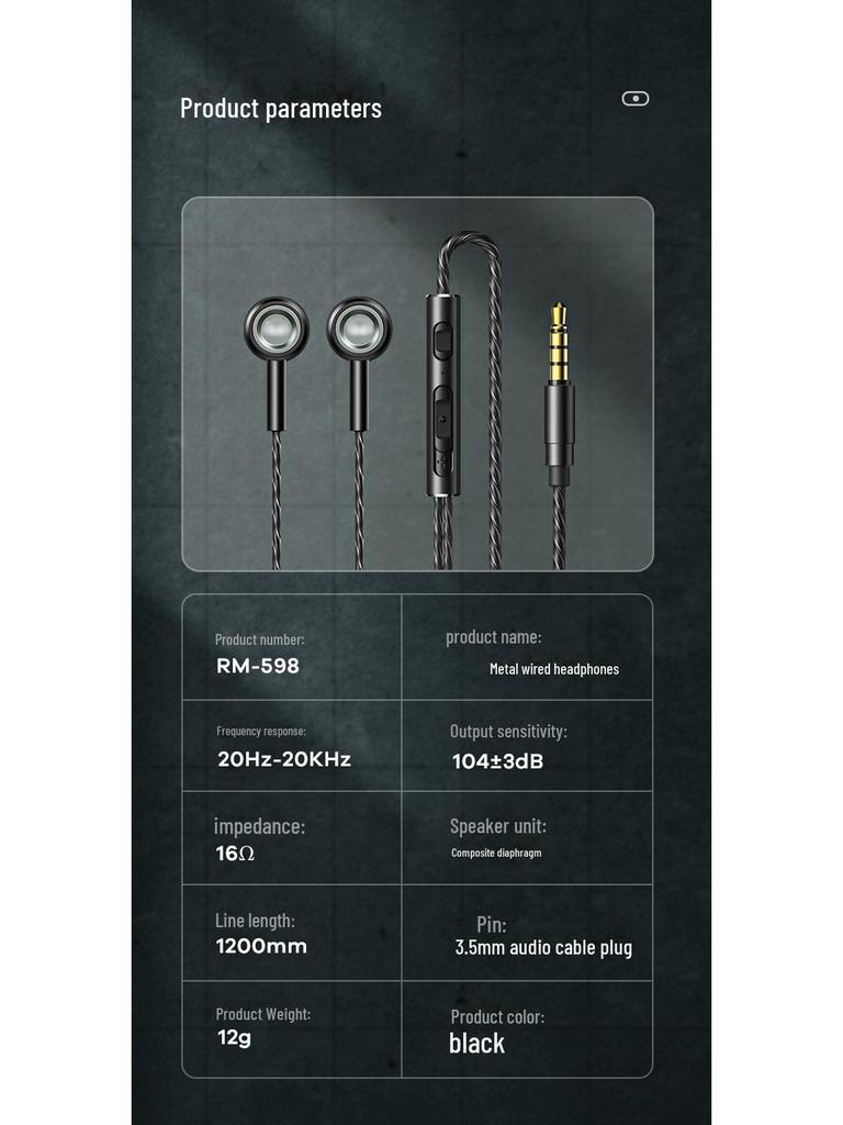 REMAX Metal In-Ear Noise-Reducing Wired Earphones for Music & Calls