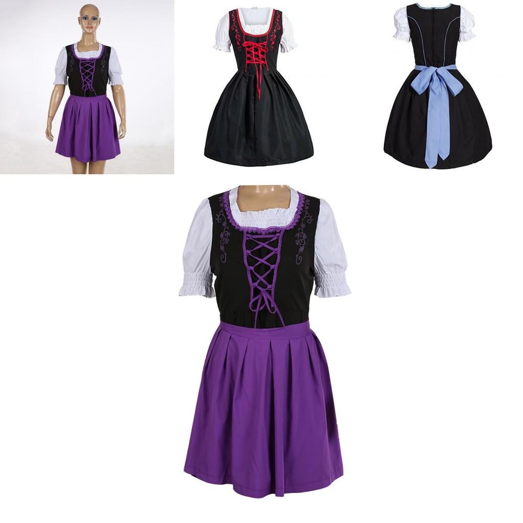 Charming German Dress Bavarian Dirndl Costume With Elegant Apron Decoration