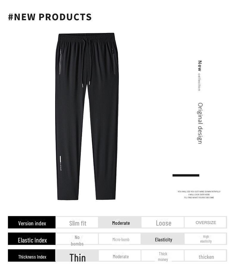 Pánské prodyšné rychleschnoucí sportovní kalhoty z hedvábí Ice Silk - elastické, lehké, chladivé a ležérní kalhoty velké velikosti