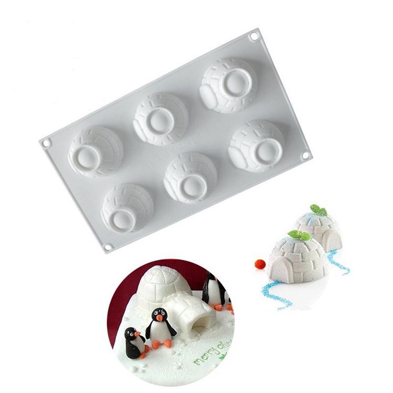 

Силиконовая форма 6 полостей Igloo, силиконовая форма для торта для мусса, мороженого, шифоновые аксессуары для выпечки белый