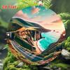 Metal Wall Art 2D Landscape Painting Round Home Office Decor Living Room Cafe Bar