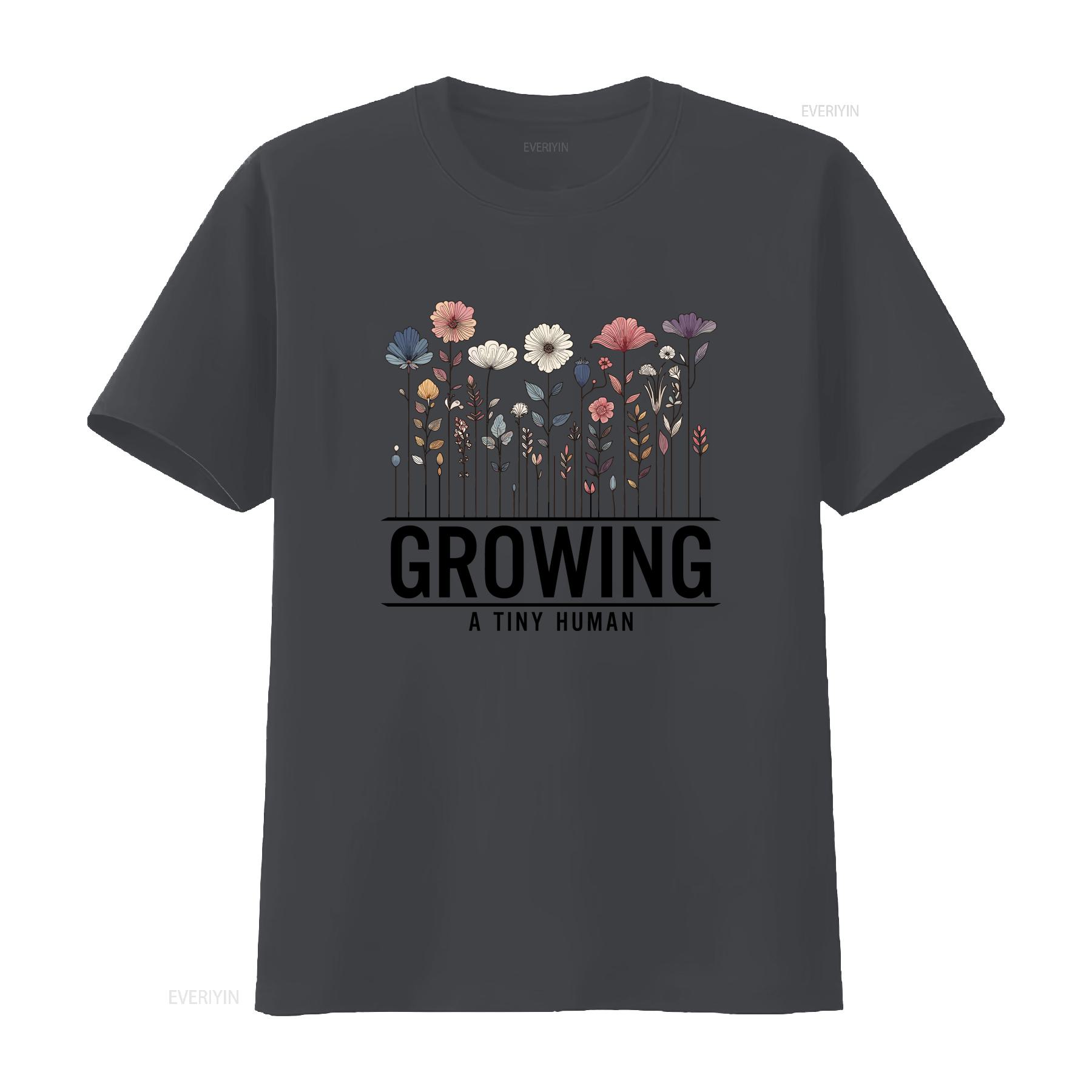 

Growing A Tiny Human T Shirt Pregnancy AnnouncemenT Funny Maternity New Mom Baby Shower vintage Washed designer clothes fashion 4XL