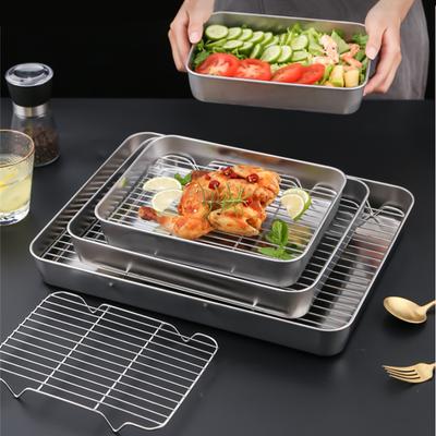 Prostokątne naczynia do pieczenia ze stali nierdzewnej, nieprzywierające tacki na żywność, grill, owoce, bochenek chleba, formy do pieczenia, naczynia, talerz do przechowywania, narzędzia kuchenne