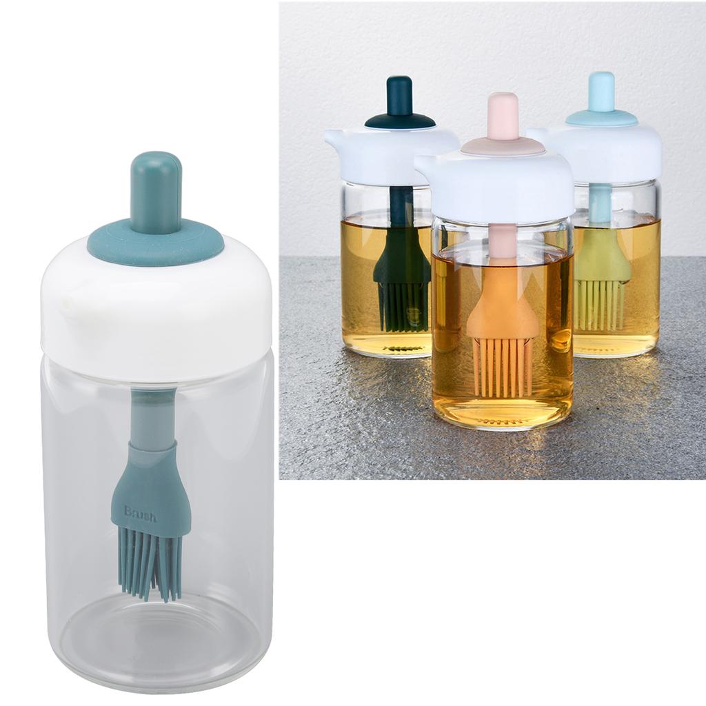 Press Control 2 in 1 Oil Bottle Dispenser Kitchen Glass Oil Bottle with Silicone Brush