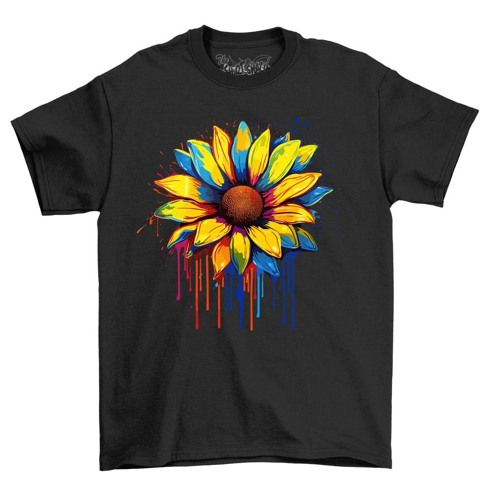 Sunflower Paint Drip Design t-shirt - Funny and Vibrant! Unisex Printed Design,