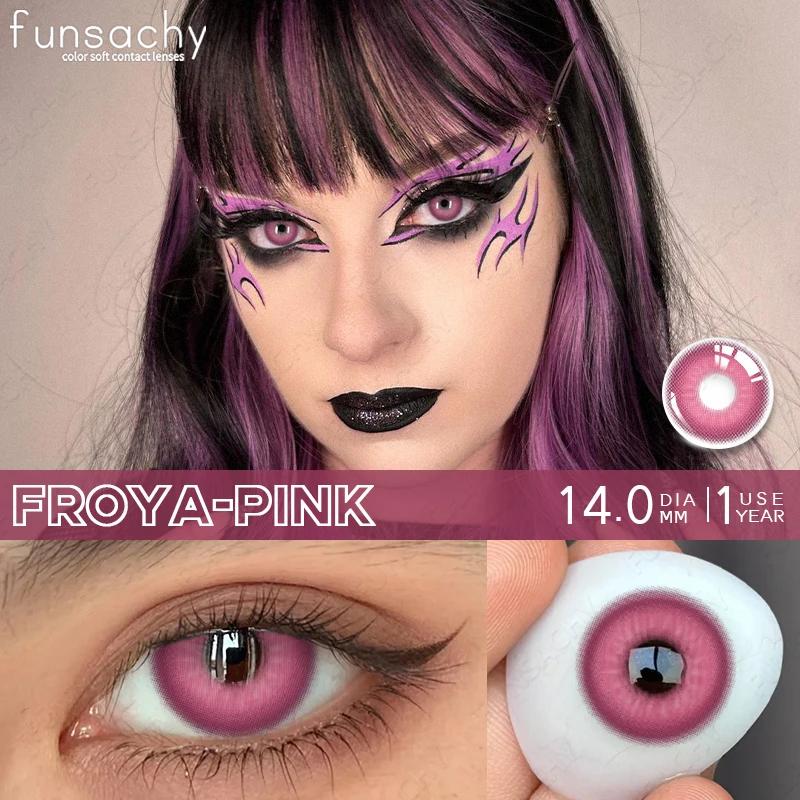 FUNSACHY 1 Pair Colored Contact Lenses for Cosplay Mesh Zombies Cosplay Halloween Party Makeup Softlens Anime Coser Accessories