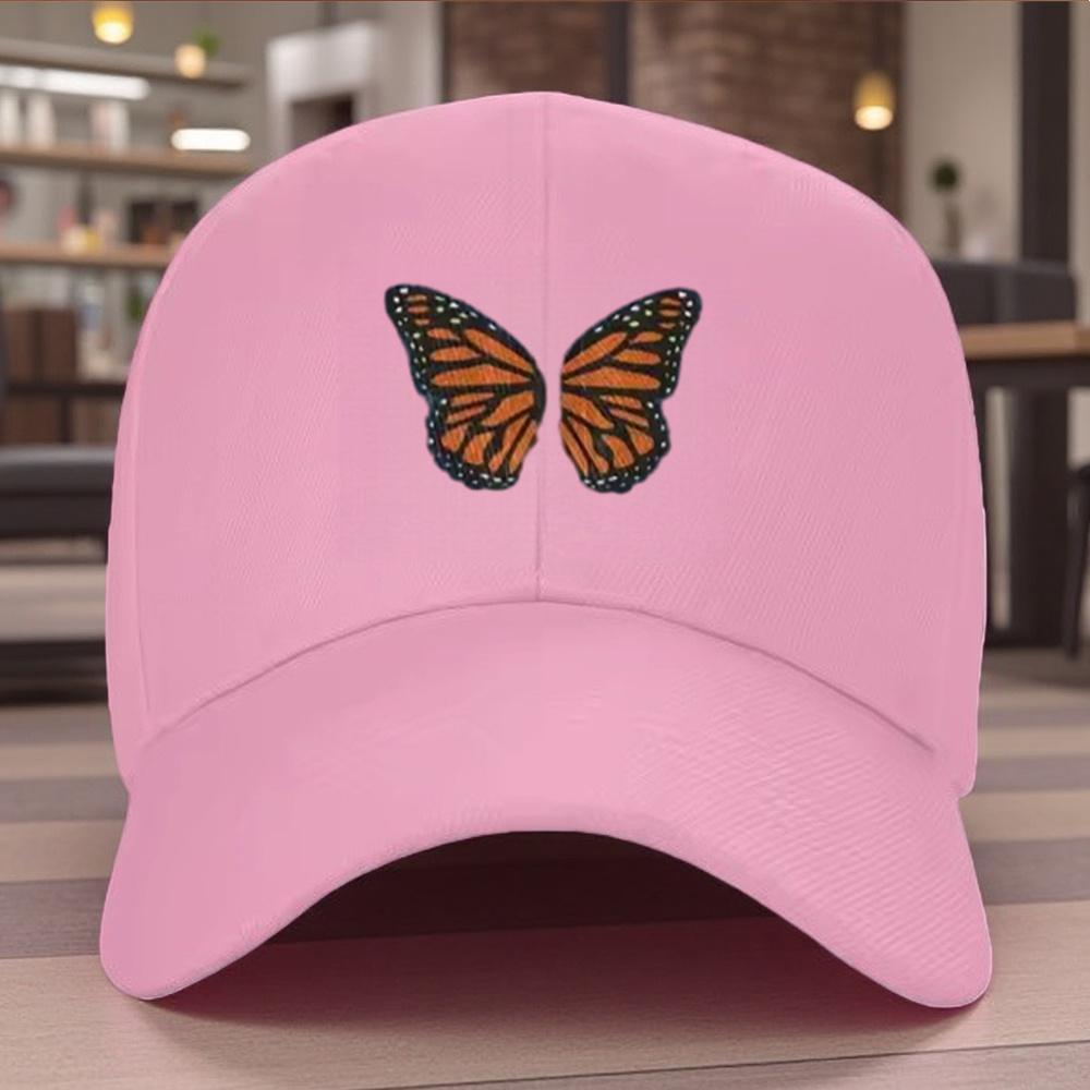 Monarch Butterfly Embroidered Baseball Cap Adjustable Cotton Casual Sports Outdoor Hat for Adult