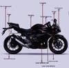 GSX250R-A Complete Body Kit: Front & Rear Fender Strips, Guards, Dash Cover, Headlight & Fairing.