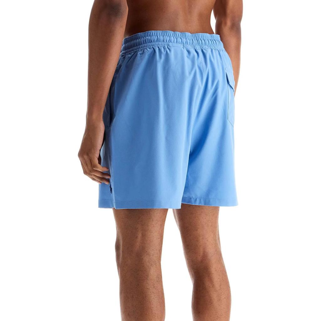 Polo Ralph Lauren Solid Color Embroidered Logo Lace-Up Swim Trunks Men Swimwear Blue 710957782-003