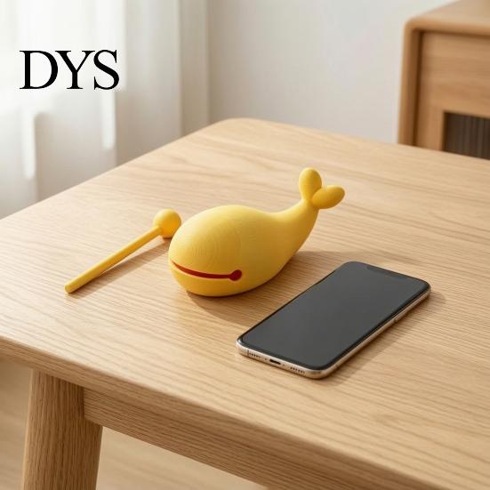 Stress Relief Percussion Gadget 3D Printed Whale Wooden Fish Instrument with Mallet, Creative Gift for Coworkers Sensory Fidget Toy, Desktop
