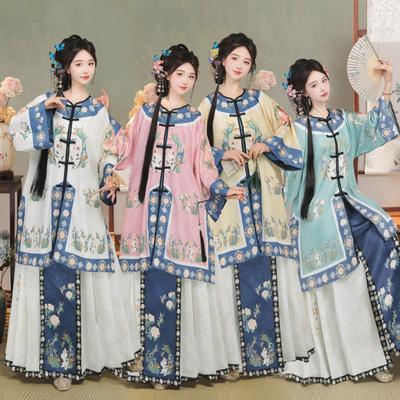 Cinese dinastia Qing stile restaurato nazionale costume girocollo gonna retrò stampata abito da donna