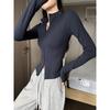 Women's White Slim Fit Zipper Cardigan: Stand Collar Long Sleeve Autumn/Winter Base Layer