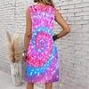 Plus Size V Neck Sleeveless Dress Deep Forest Brook Ink Painting Print For Wilderness Walking Trip