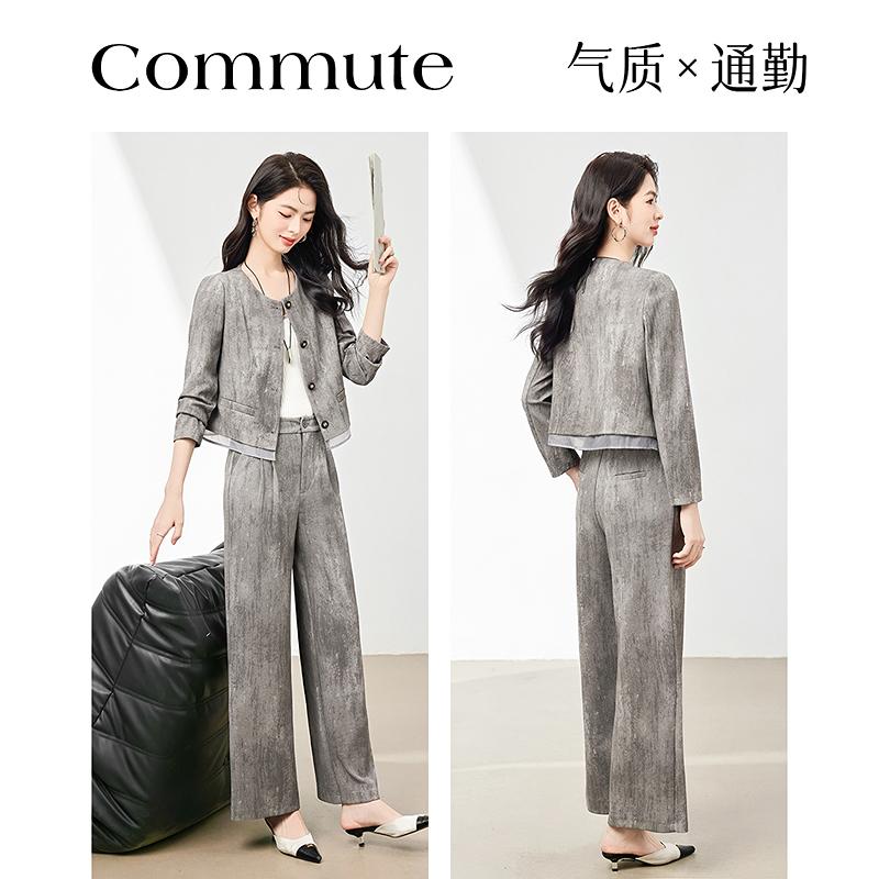 Fashion Casual Jacket+wide Leg Pants Two-piece Set