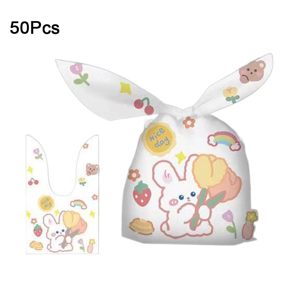 

50Pcs Cartoon Rabbit Ear Candy Bags Animal Pattern Cookie Packaging Bags for Home Style 13