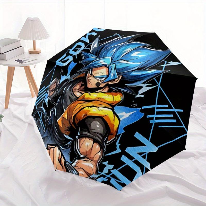 Goku Super Saiyan Blue Automatic Folding Umbrella - Lightweight, Retractable Design with 8-Rib Durability, Perfect for Outdoor Adventures, F