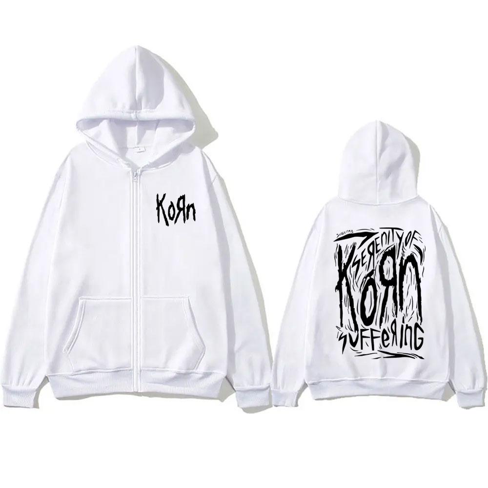 Rock Band Korn Reißverschluss Hoodie Herren Damen Vintage Gothic Übergroße Jacke Musik Print Sweatshirt Männlich Fleece Baumwolle Reißverschluss Hoodie